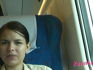 Shameless bitch Zuzinka flashes her shaved pussy in be transferred to acquaint