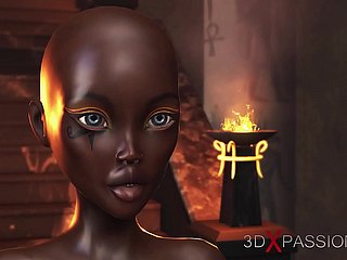 Sex im alten Ägypten! Anubis fickt einen jungen ägyptischen Sklaven in the air seinem Tempel